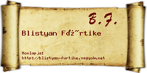 Blistyan Fürtike névjegykártya