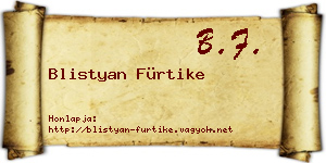 Blistyan Fürtike névjegykártya